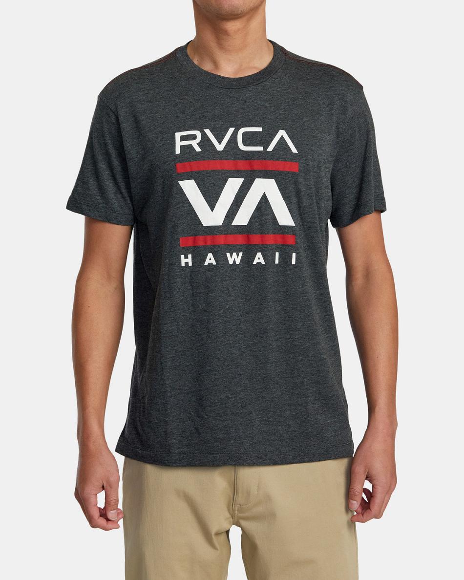 Black Rvca Island Radio Tee Men's Short Sleeve | AUSWC44379