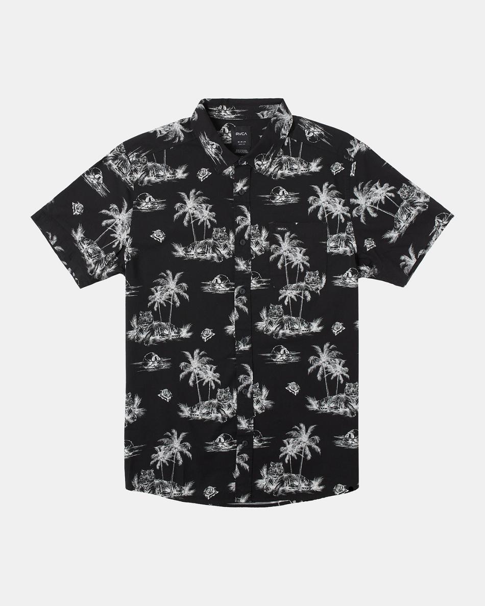 Black Rvca Jean Prowler Short Sleeve Boys\' Shirts | BUSSD51635