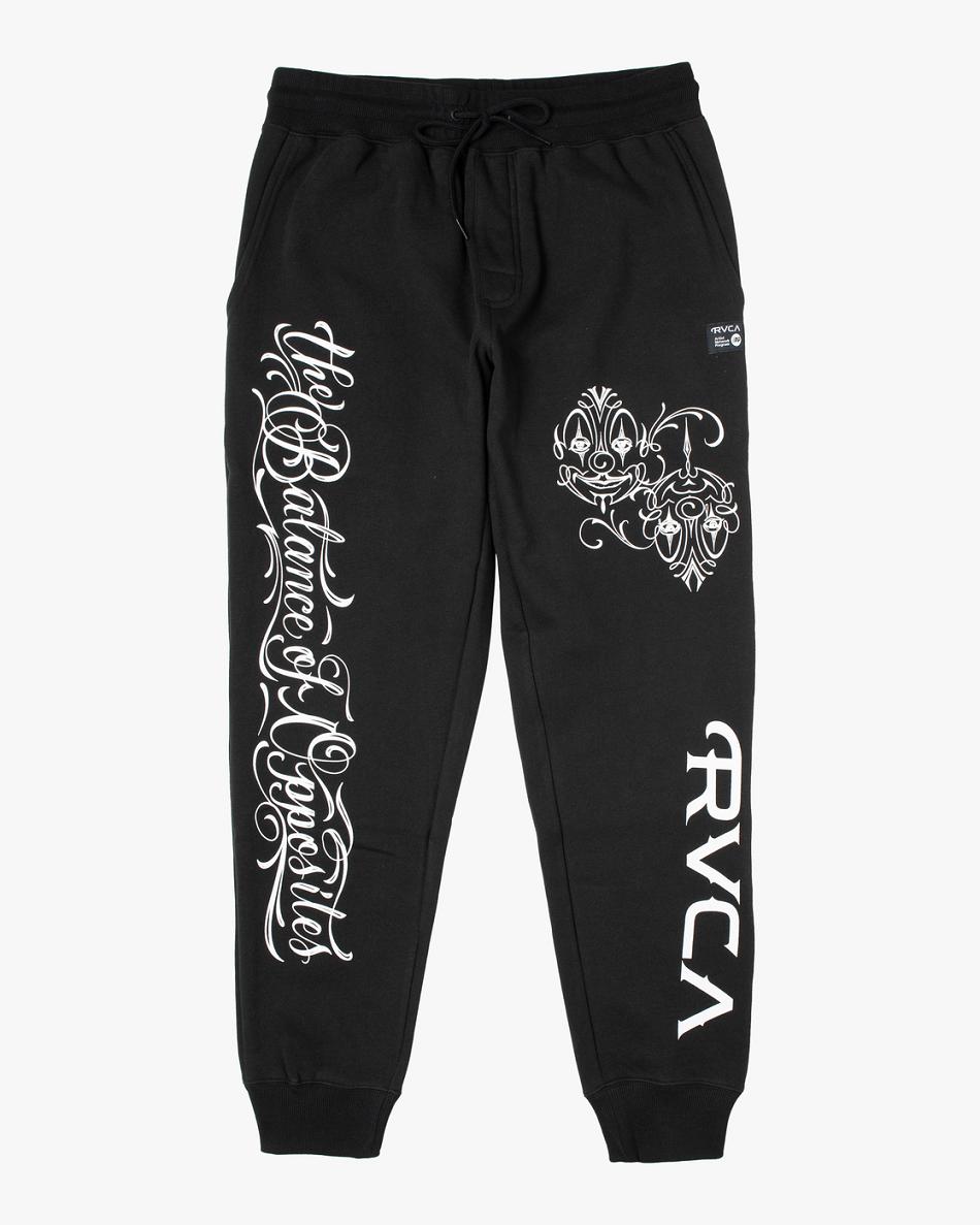 Black Rvca Mister Cartoon Men's Pants | USNEJ58477