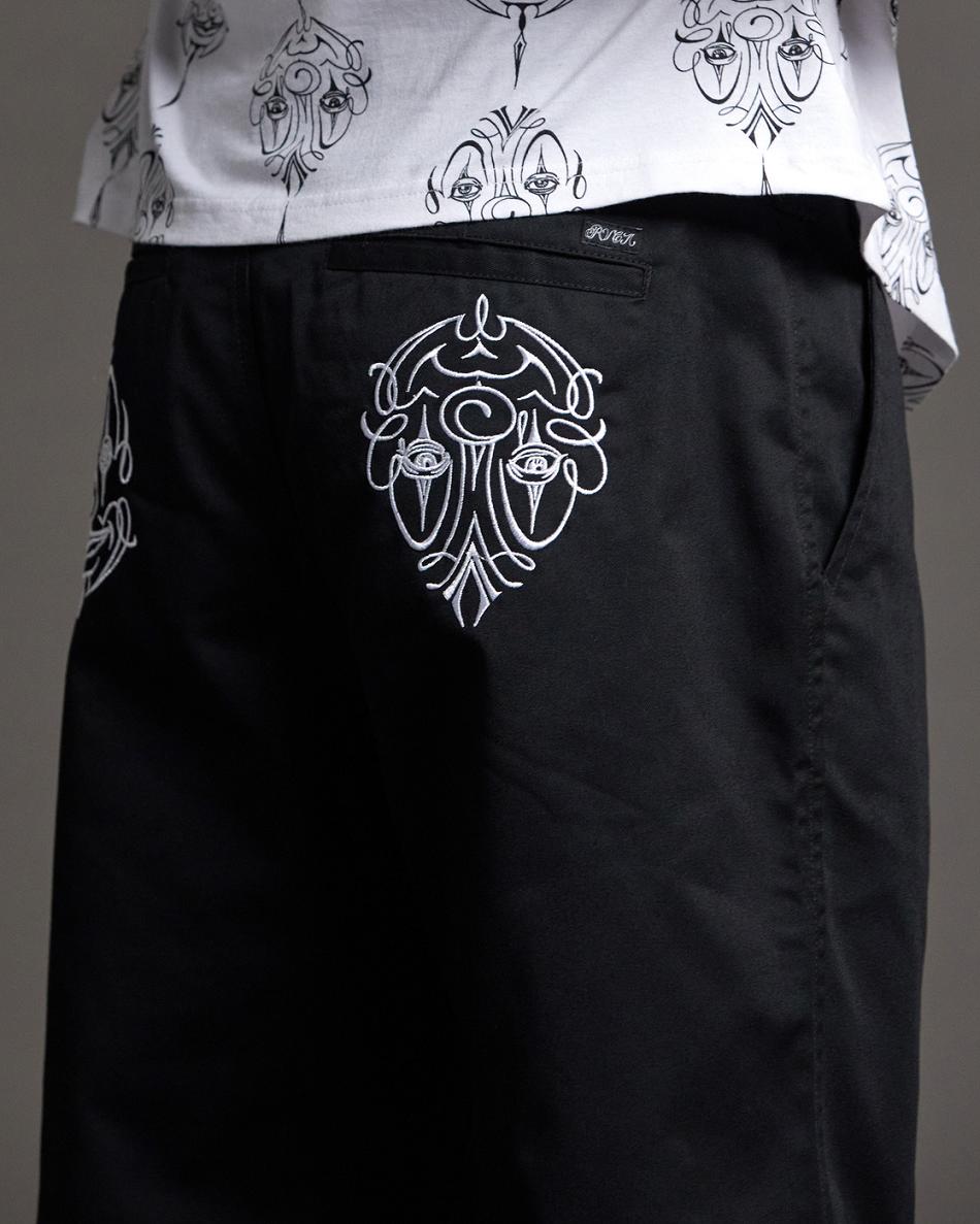Black Rvca Mister Cartoon Trouser Men's Pants | YUSGT99369