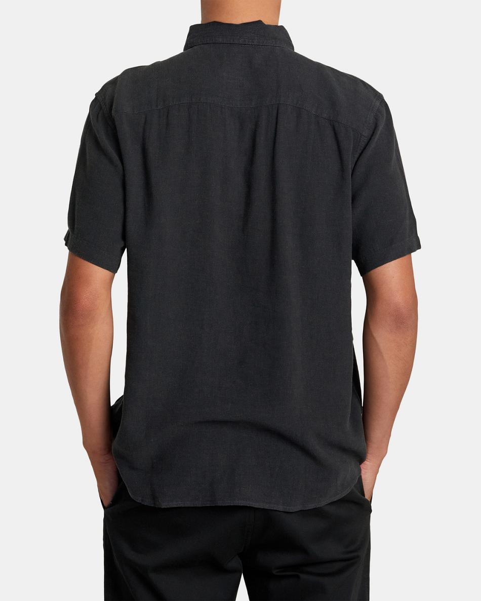 Black Rvca PTC Woven Short Sleeve Men's T shirt | TUSWZ61370