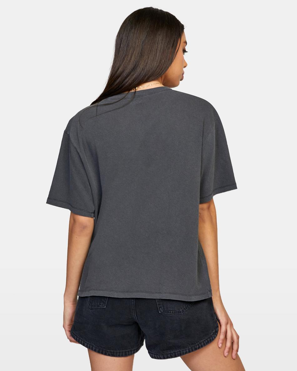 Black Rvca Ptc Anyday Oversized Women's T shirt | USDFL72843