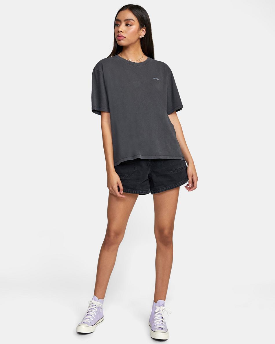 Black Rvca Ptc Anyday Oversized Women's T shirt | USDFL72843