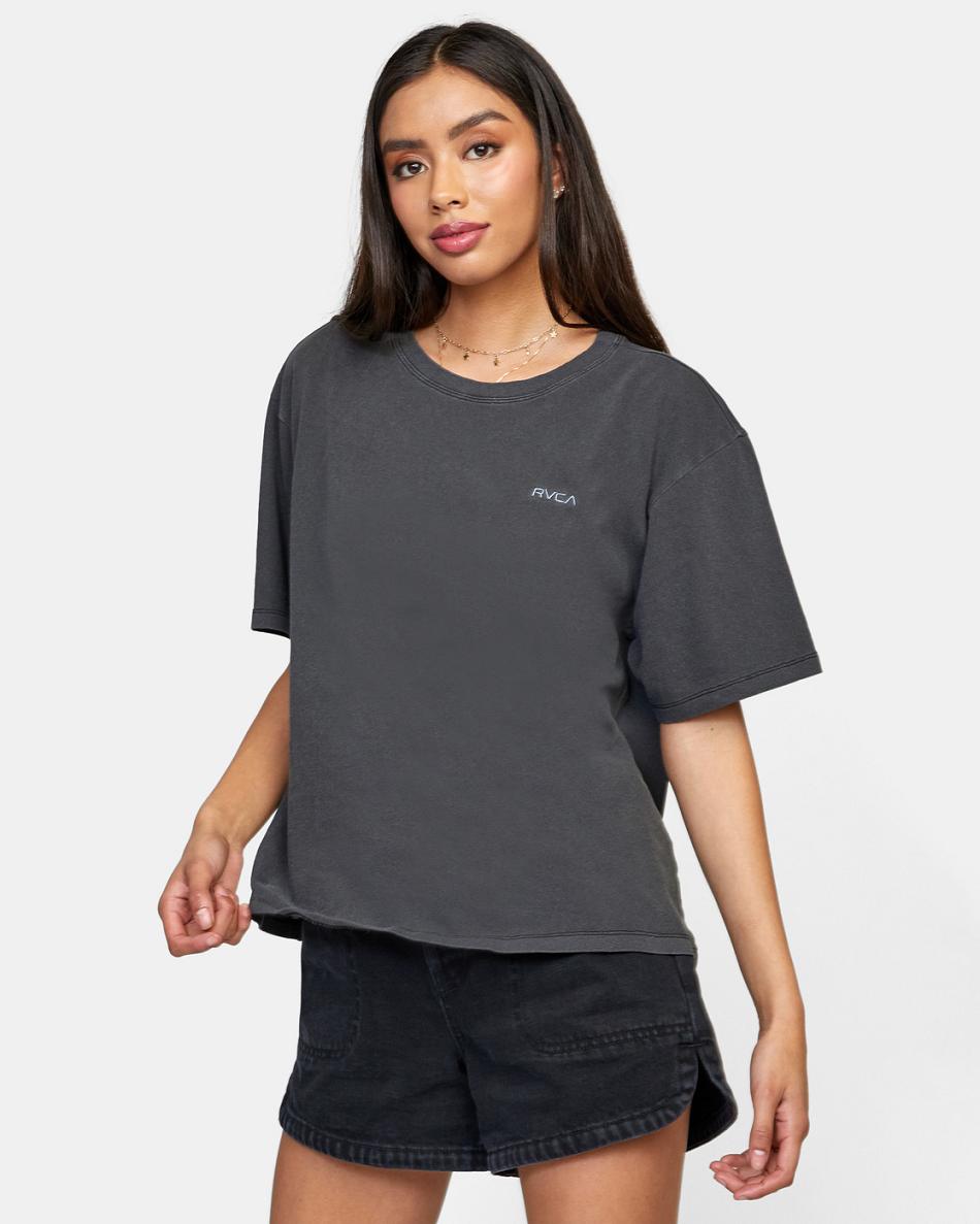 Black Rvca Ptc Anyday Oversized Women's T shirt | USDFL72843