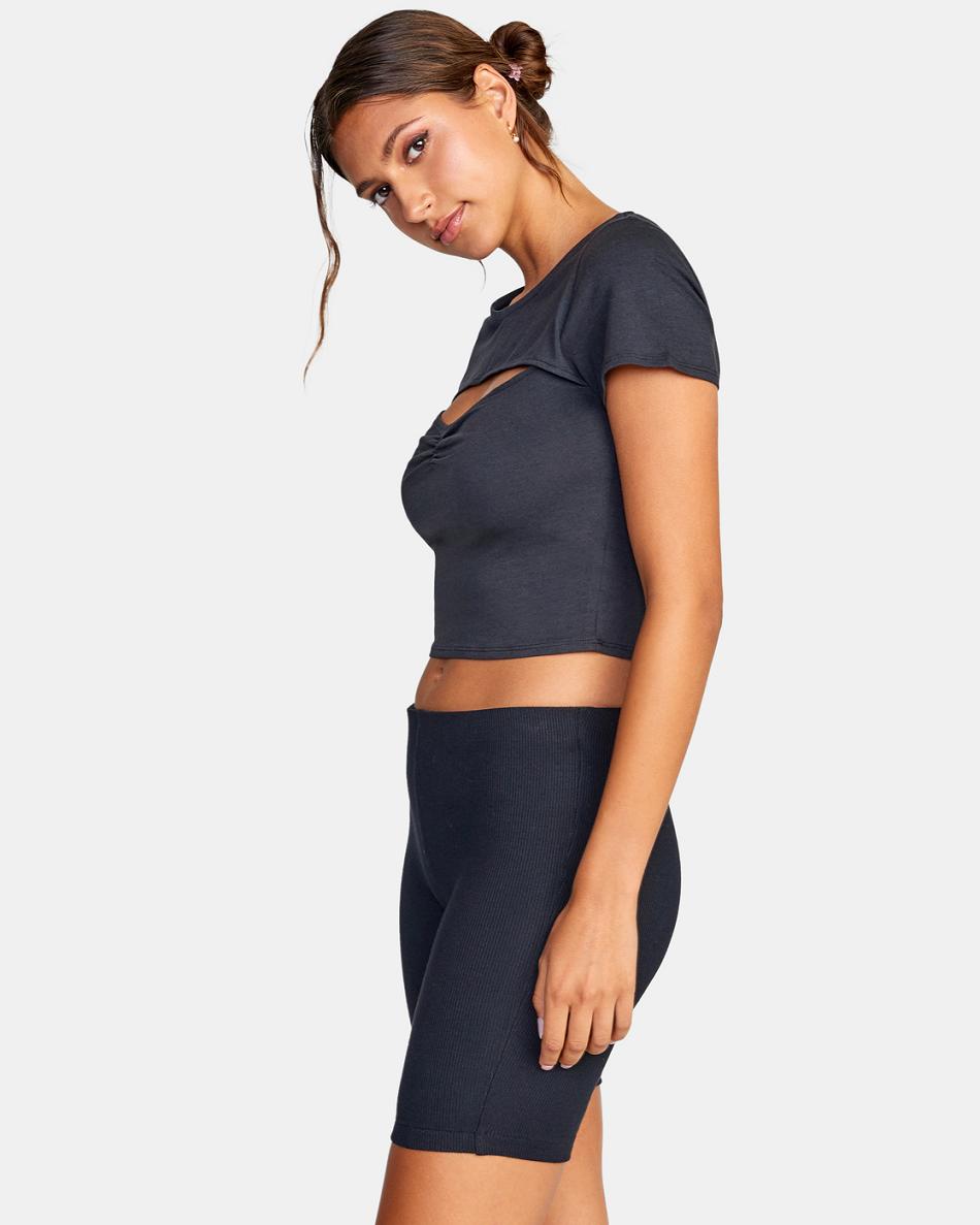 Black Rvca Push It Bike Shorts Women's Loungewear | LUSSX69753