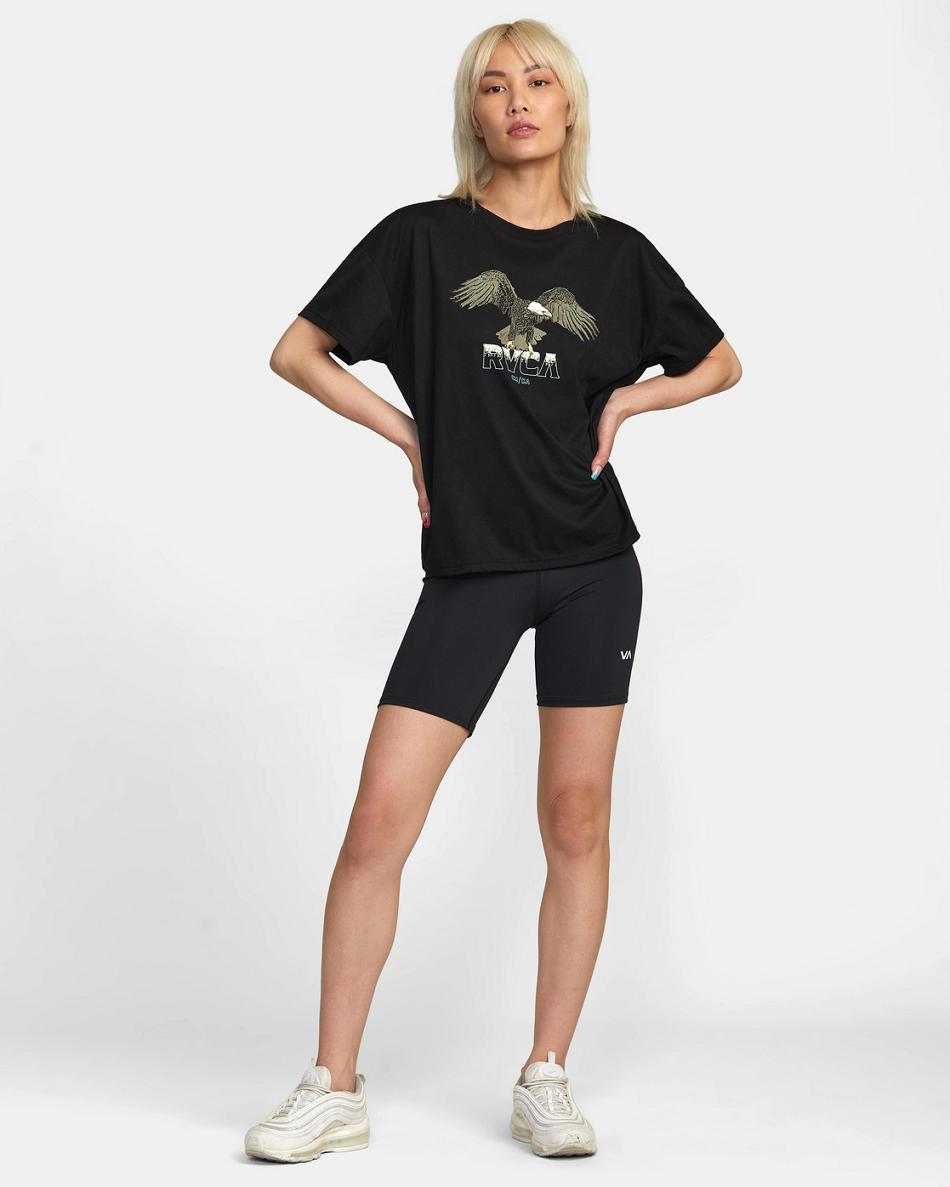 Black Rvca RVCA Eagle Technical Women's Workout Tops | USXBR62078
