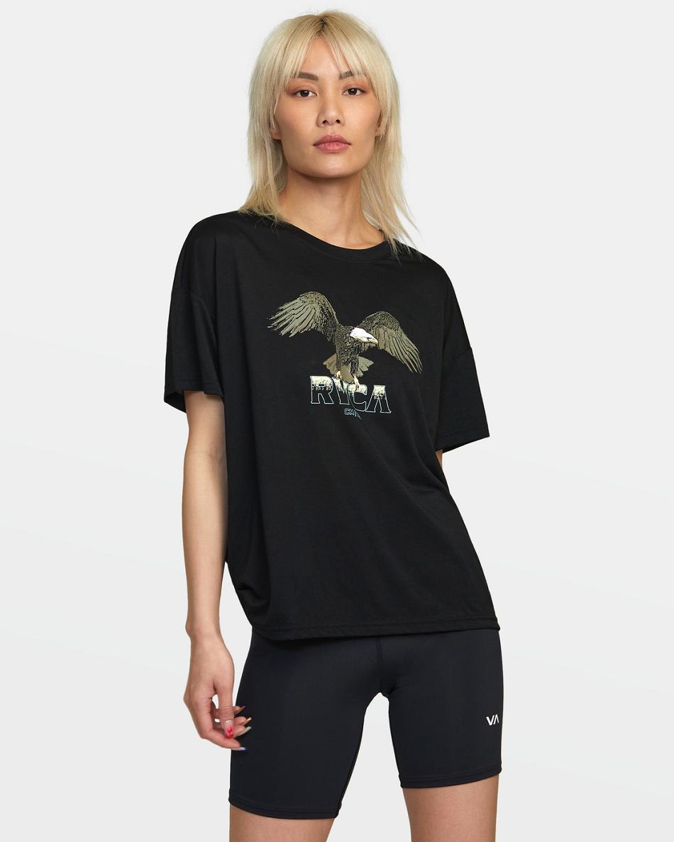 Black Rvca RVCA Eagle Technical Women\'s Workout Tops | USXBR62078