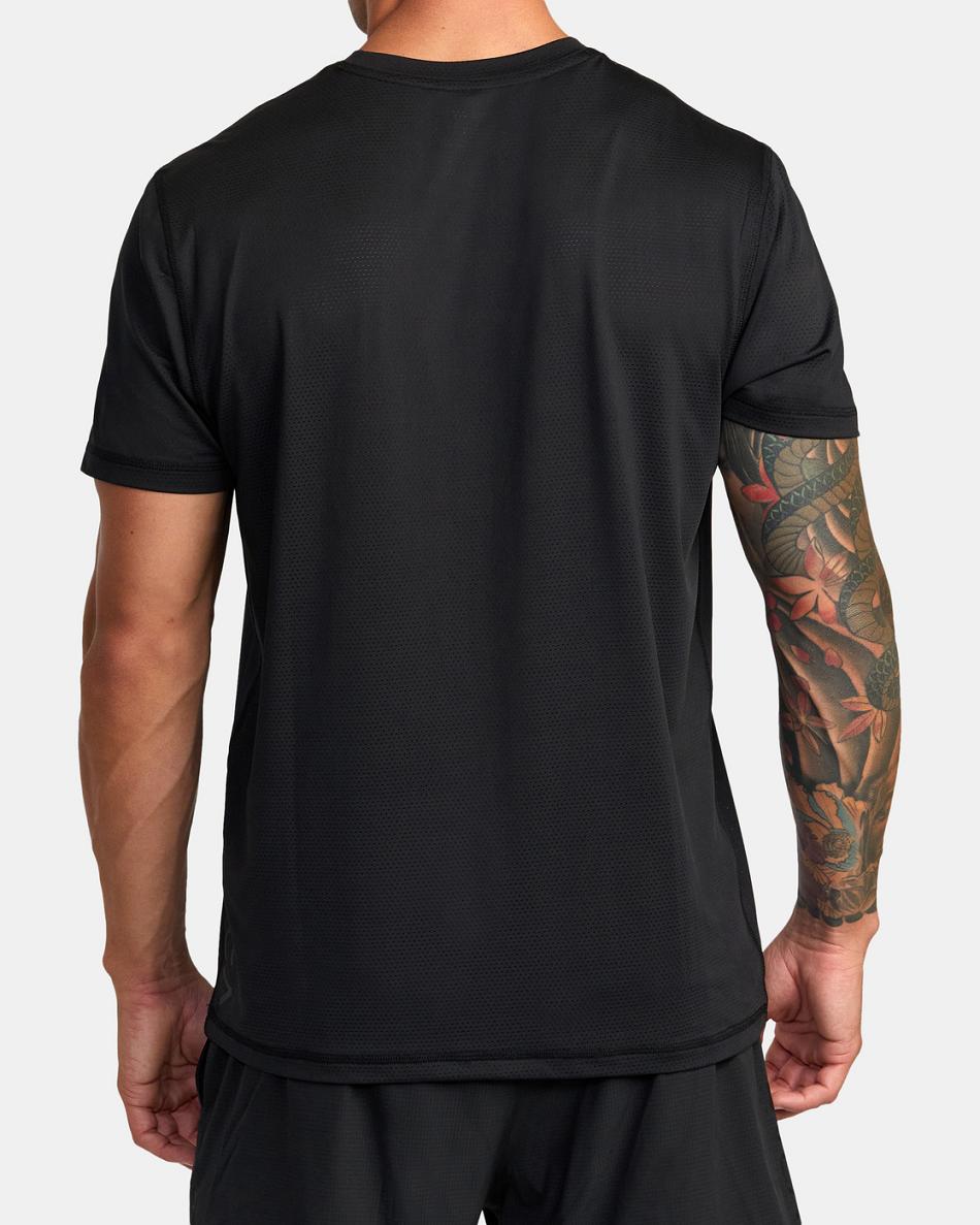 Black Rvca RVCA Runner Technical Top Men's Short Sleeve | USJZR59111