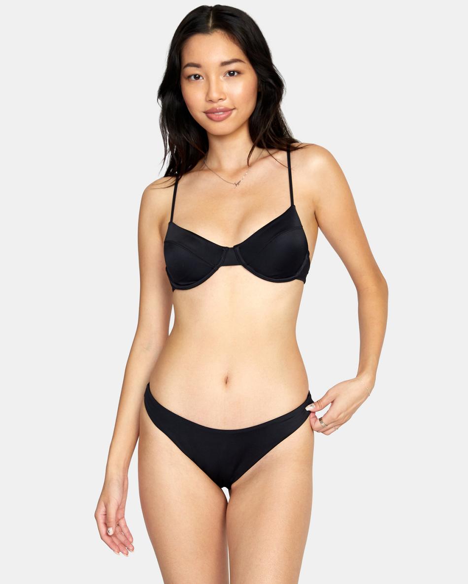 Black Rvca Solid French Women's Bikini Bottoms | USXBR25958