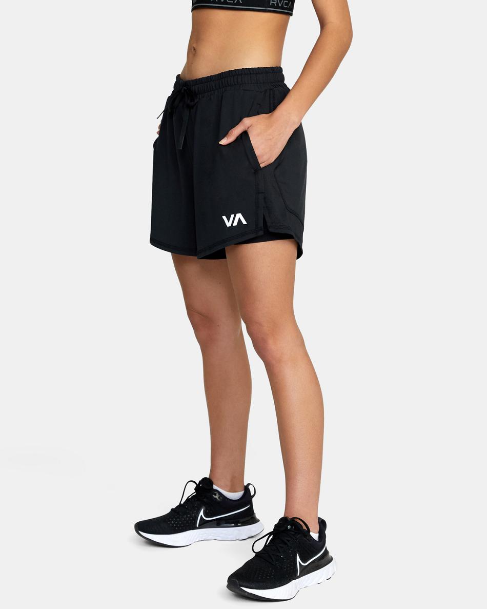 Black Rvca Sport Vent Workout 2.5 Women's Running Shorts | LUSSX23871