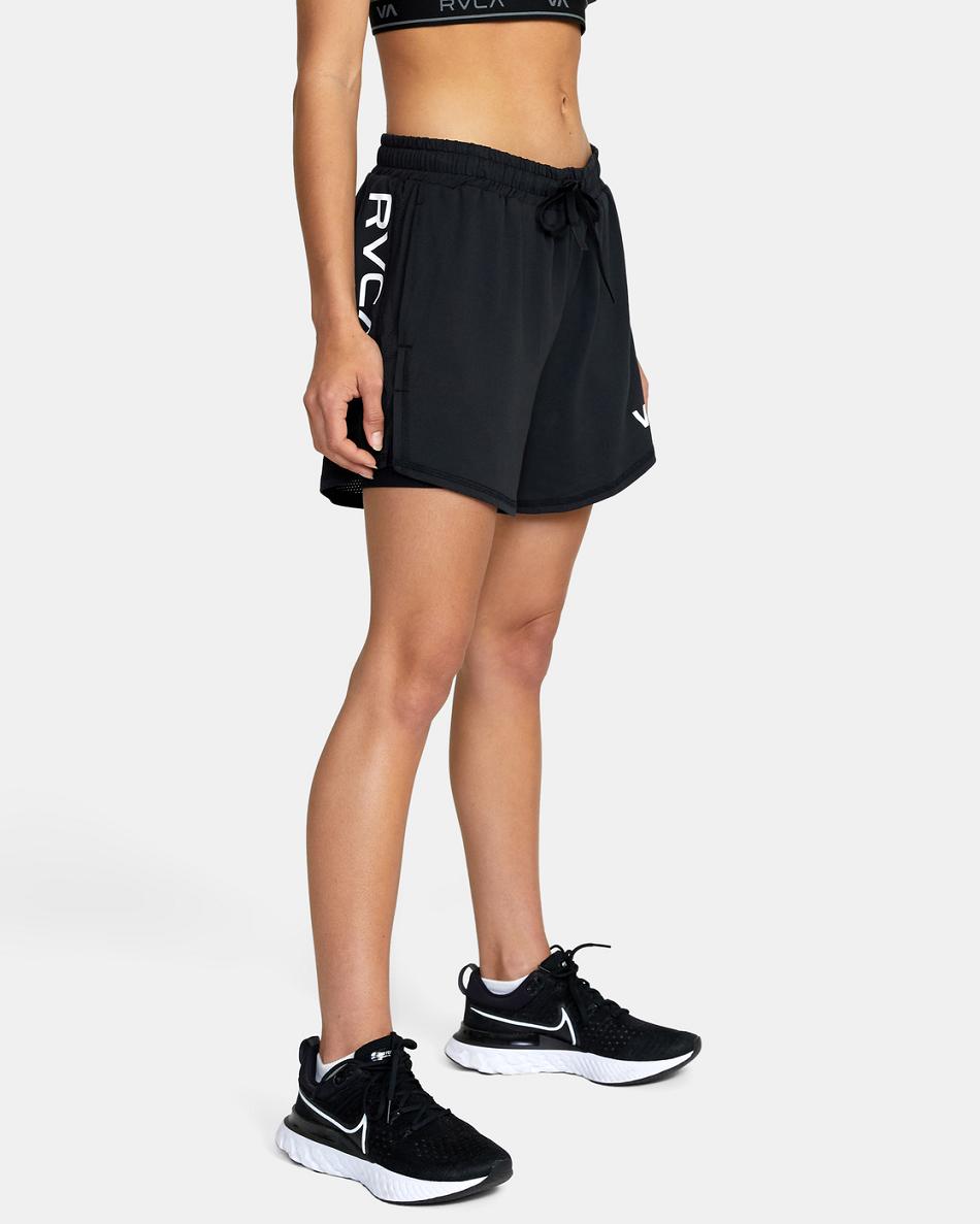 Black Rvca Sport Vent Workout 2.5 Women's Running Shorts | LUSSX23871
