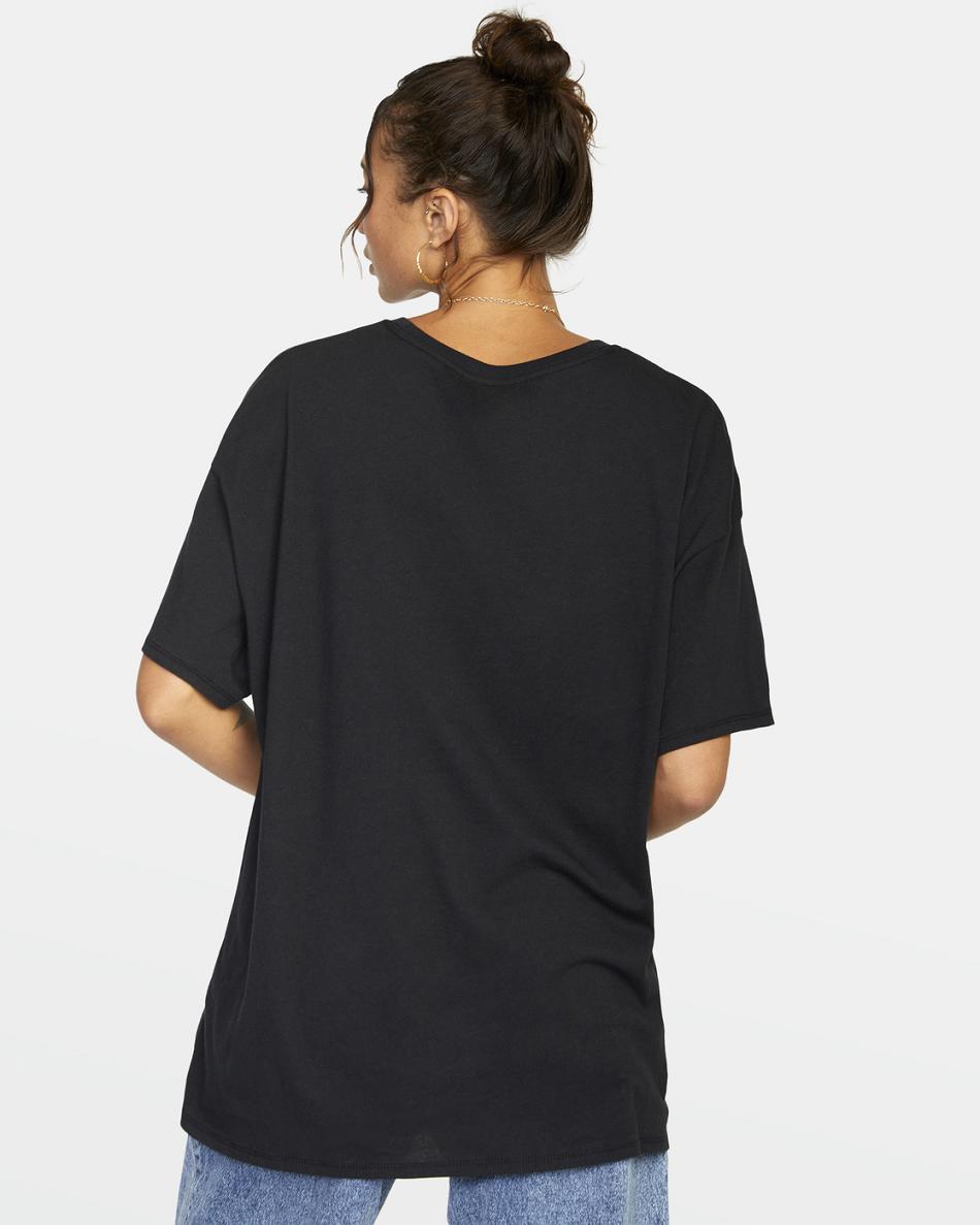Black Rvca Stella Graphic Women's T shirt | MUSFT63303