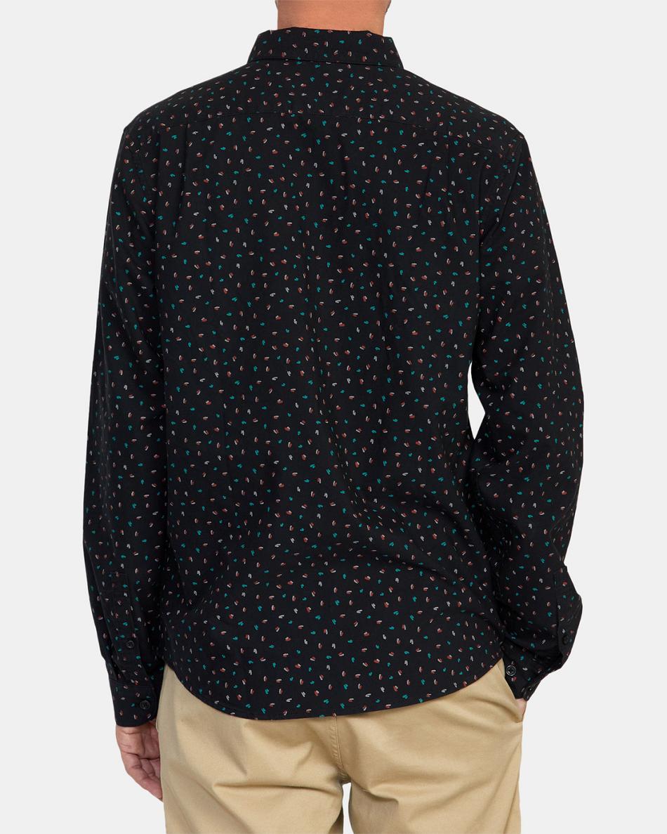 Black Rvca THATLL DO PRINT LS Men's T shirt | DUSKV52406