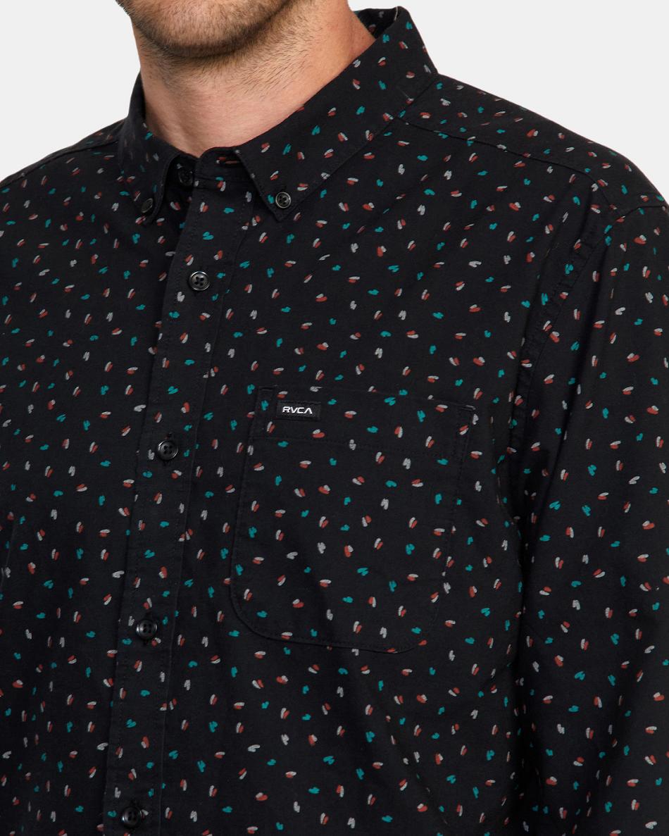 Black Rvca THATLL DO PRINT LS Men's T shirt | DUSKV52406