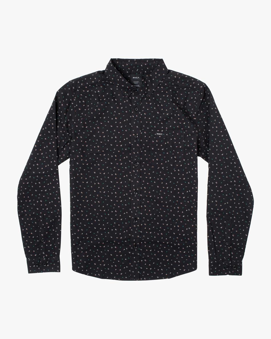 Black Rvca THATLL DO PRINT LS Men\'s T shirt | DUSKV52406