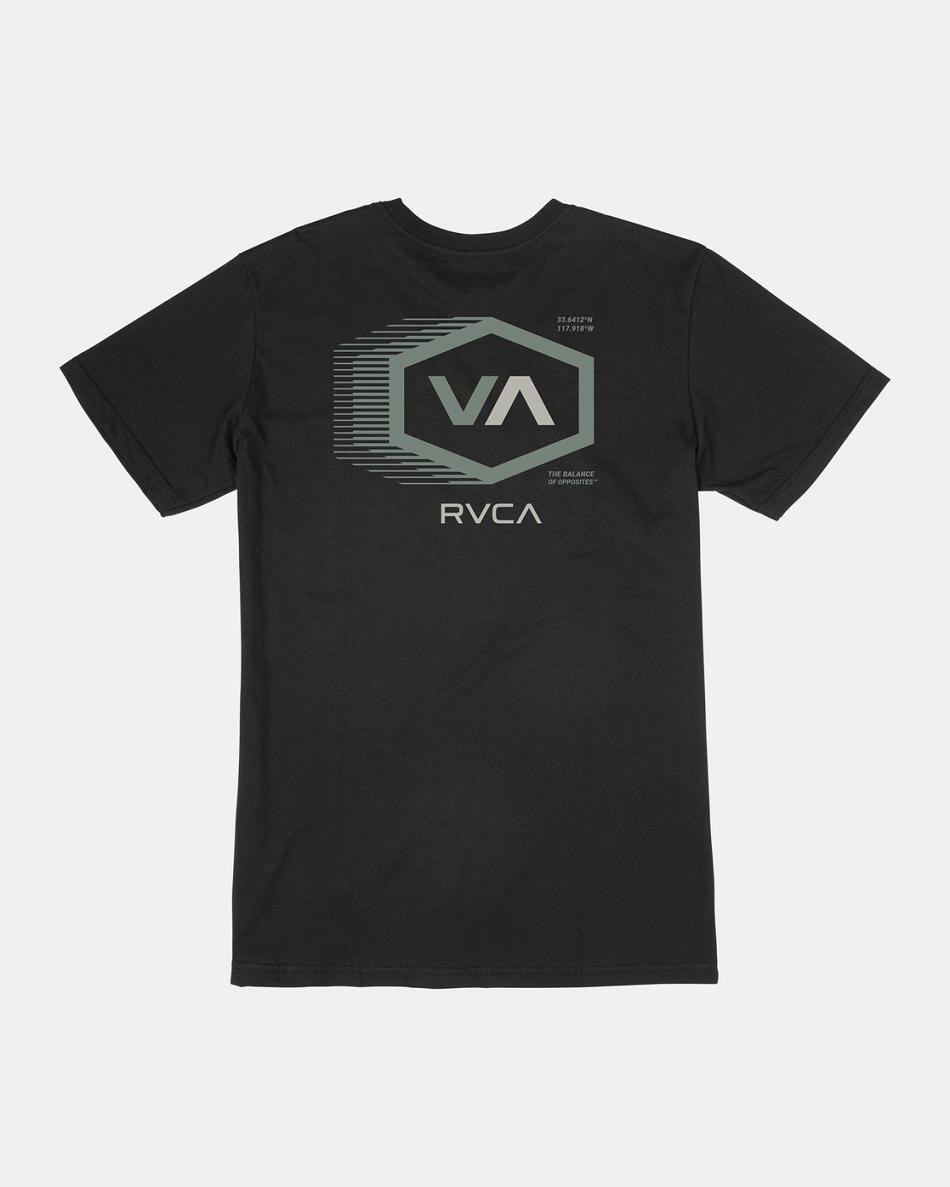 Black Rvca Tech Hex Tee Men's Short Sleeve | USDYB30333
