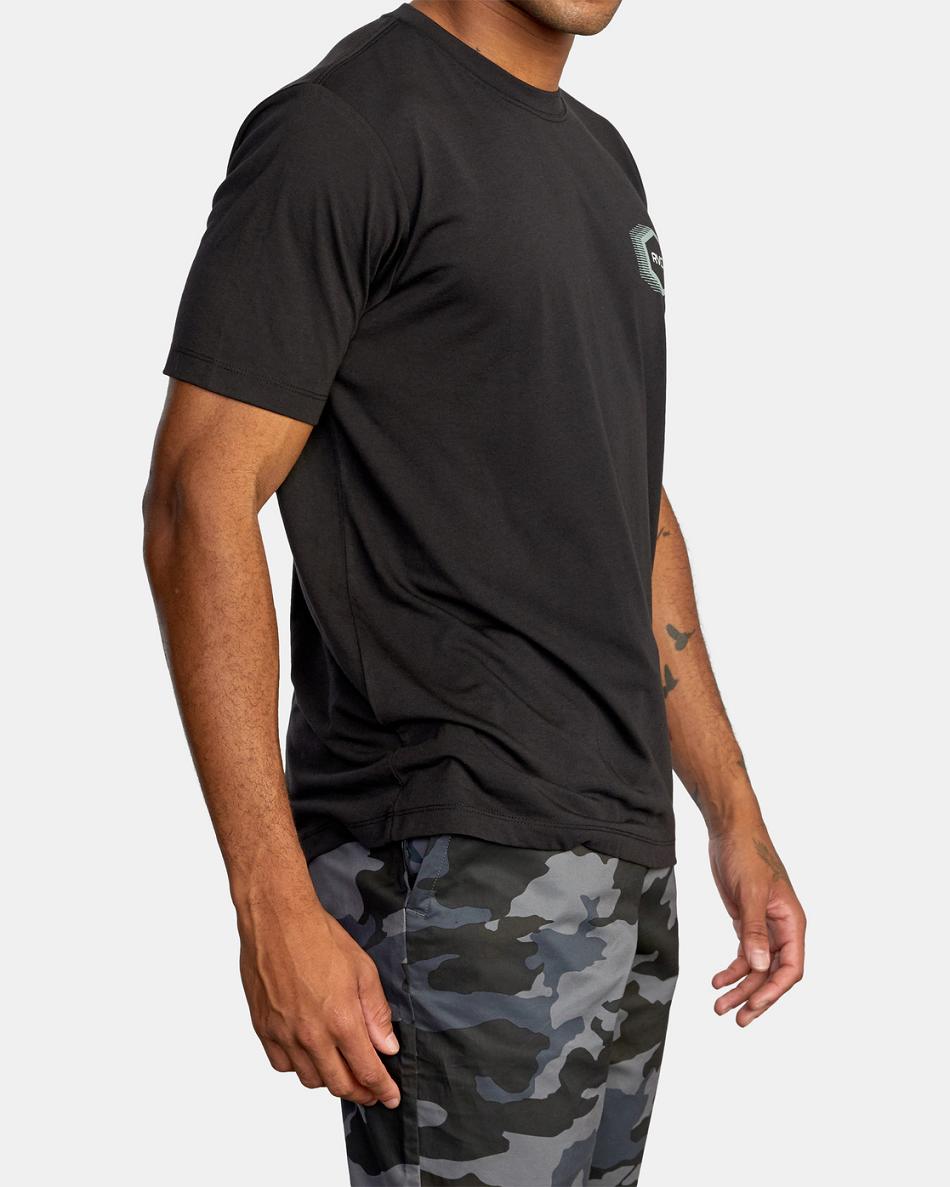 Black Rvca Tech Hex Tee Men's Short Sleeve | USDYB30333