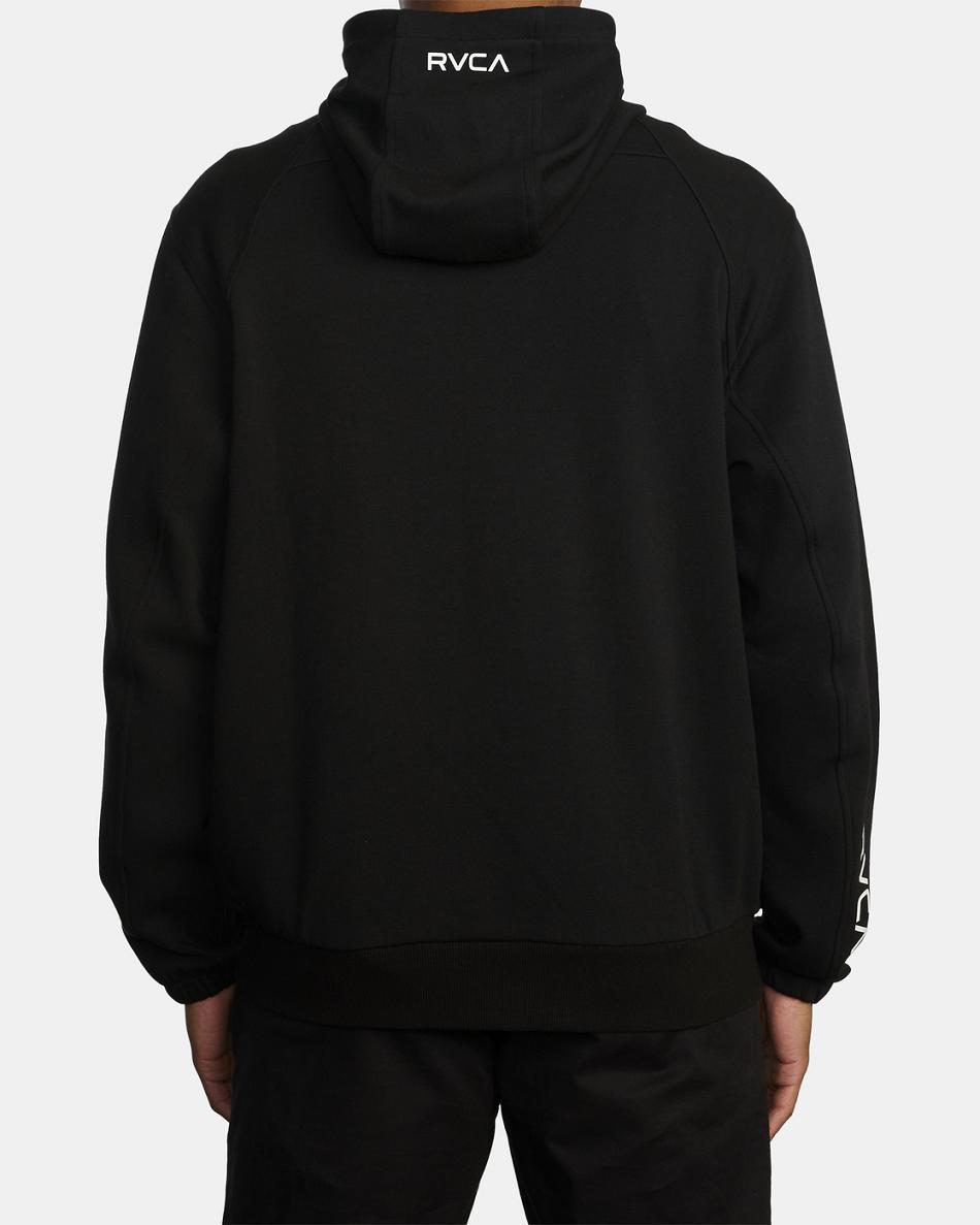 Black Rvca Tech Zip-Up Fleece II Men's Hoodie | USEGJ53903