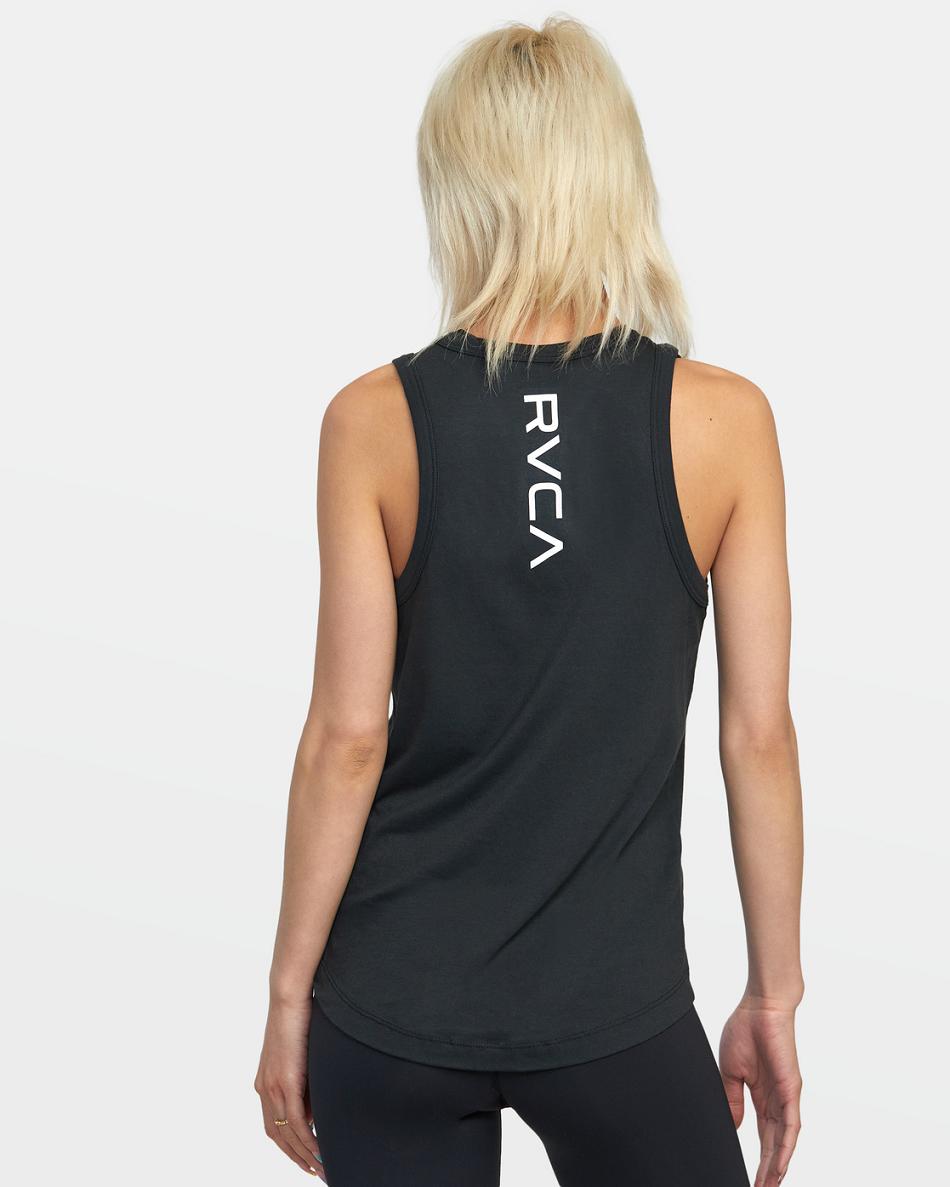 Black Rvca VA Muscle Women's Workout Tops | ZUSMJ55242