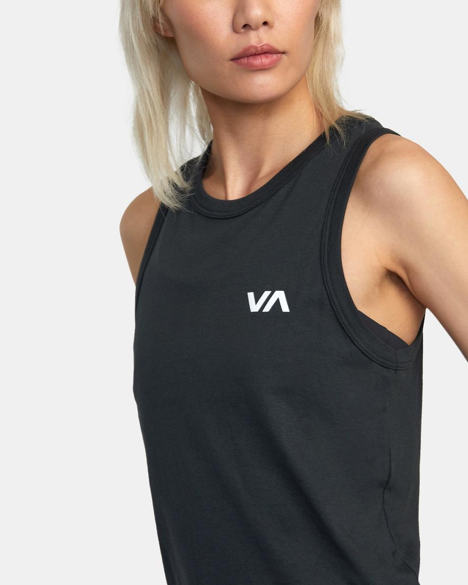 Black Rvca VA Muscle Women's Workout Tops | ZUSMJ55242