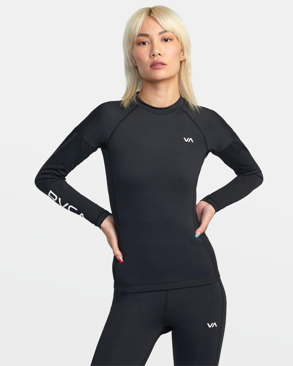 Black Rvca VA Sport Long Sleeve Compression Women\'s Workout Tops | USJVR39015