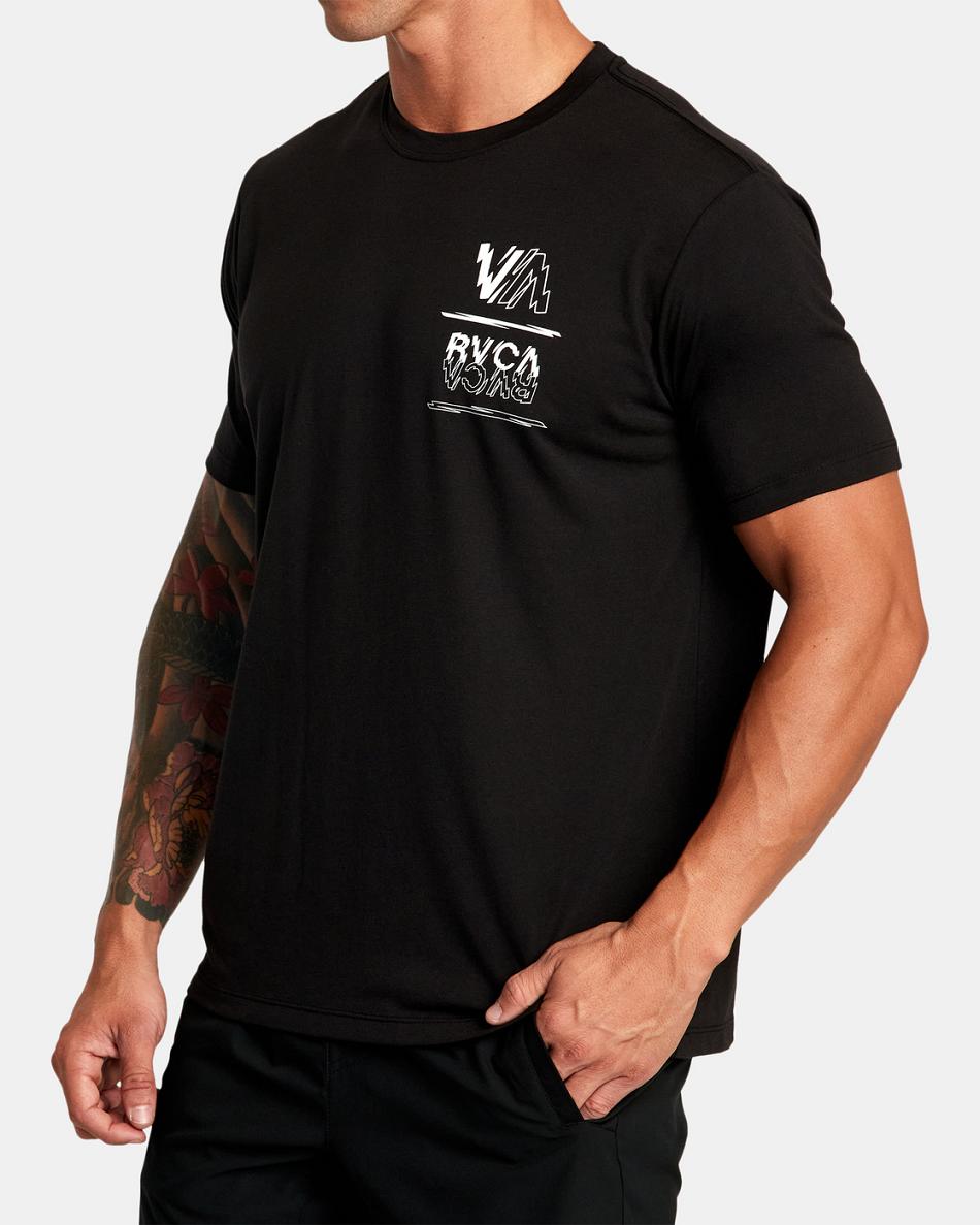 Black Rvca VA Sport Volt Tee Men's Short Sleeve | USZDE18449