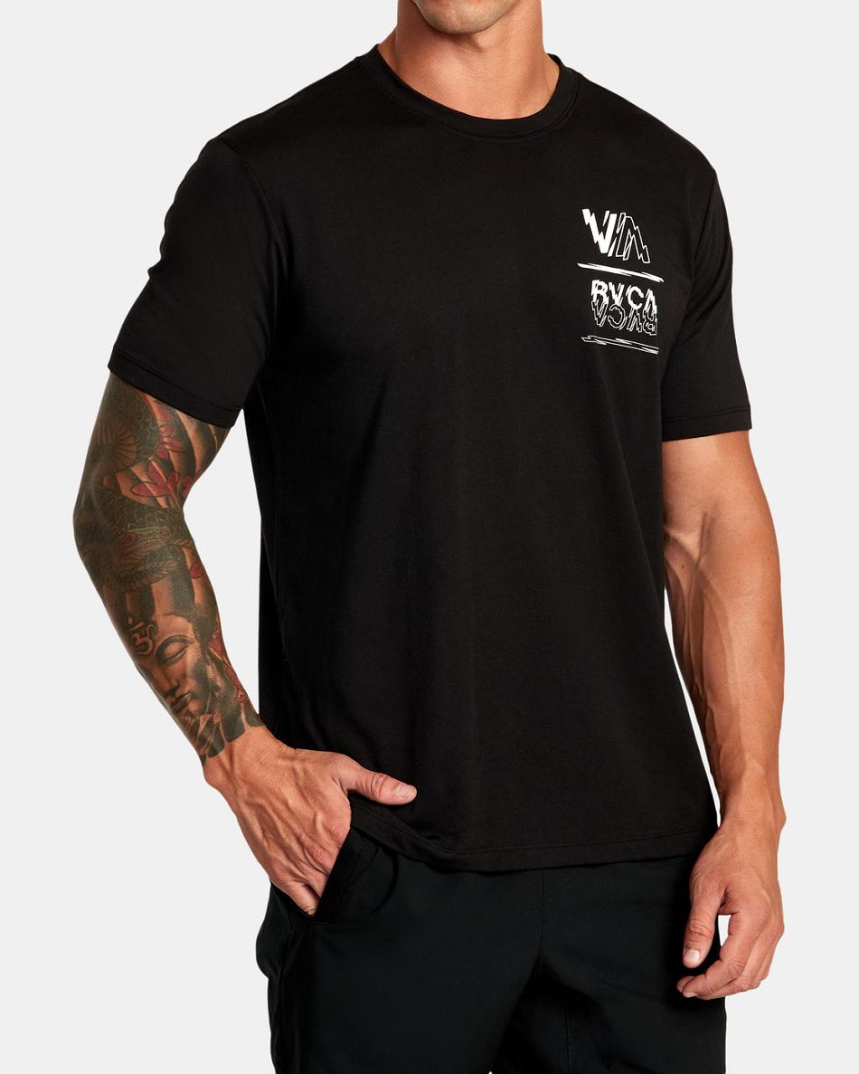 Black Rvca VA Sport Volt Tee Men's Short Sleeve | USZDE18449