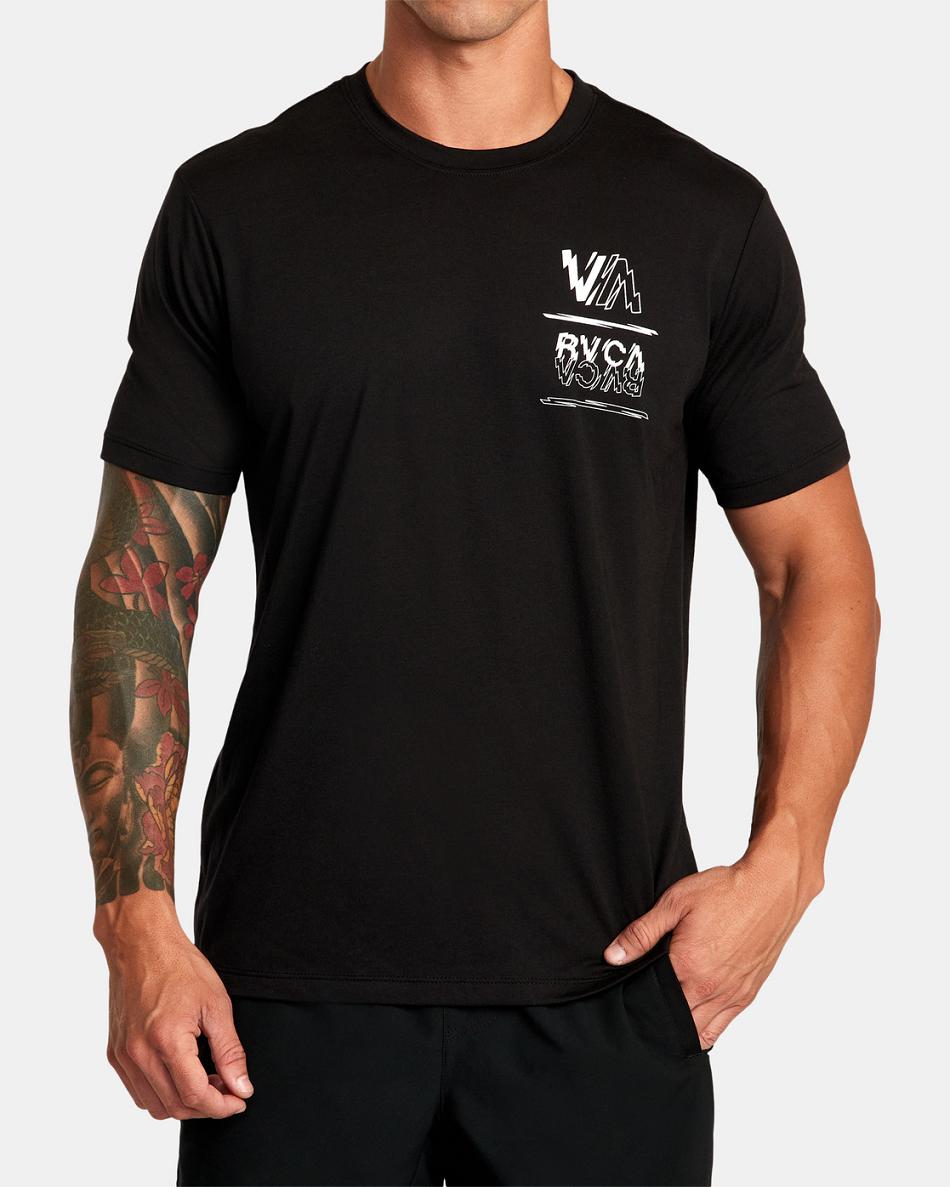 Black Rvca VA Sport Volt Tee Men\'s Short Sleeve | USZDE18449