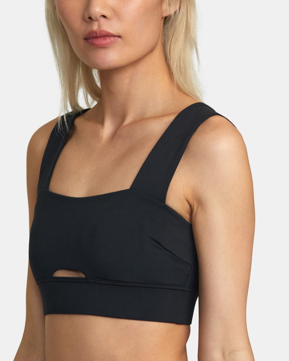 Black Rvca Wide Strap Sports Women's Tanks | UUSTG92678