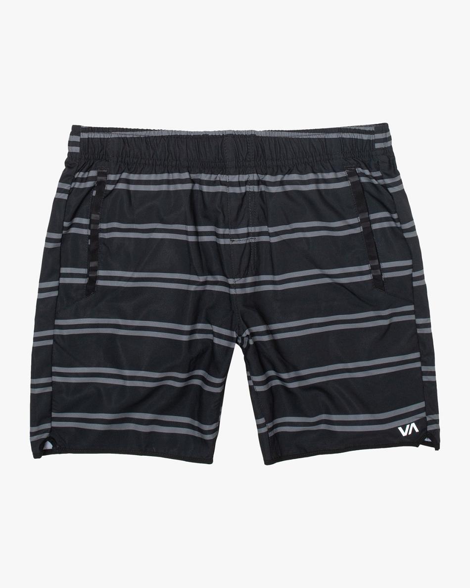 Black Stripe Rvca Yogger IV Elastic Men\'s Running Shorts | DUSVO24216