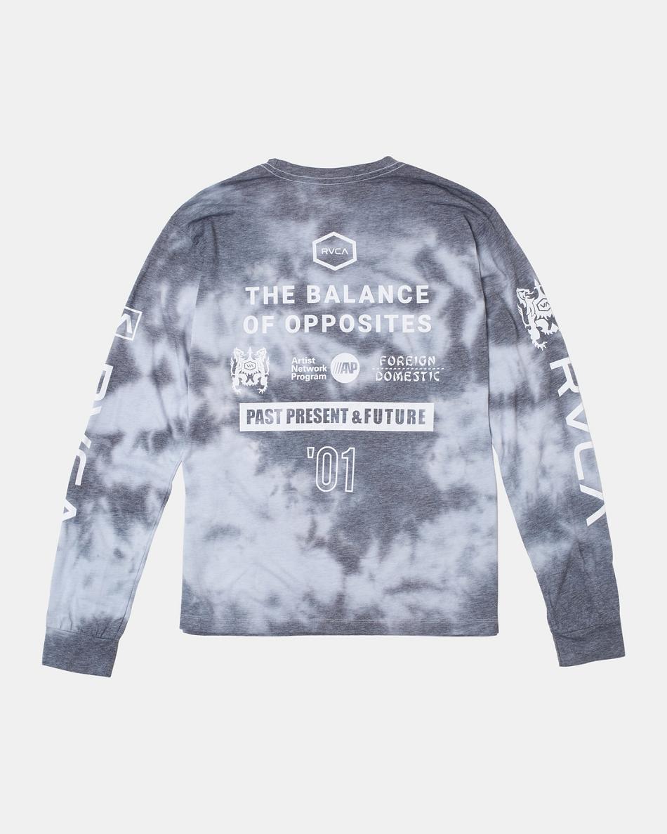Black Tie Dye Rvca All Brand Workout Men's Long Sleeve | SUSNY60603
