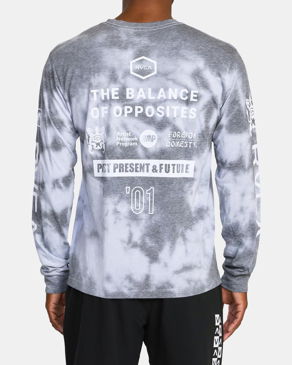 Black Tie Dye Rvca All Brand Workout Men's Long Sleeve | SUSNY60603