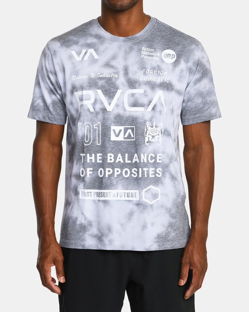Black Tie Dye Rvca All Brand Workout Shirt Men's Short Sleeve | MUSHR82914