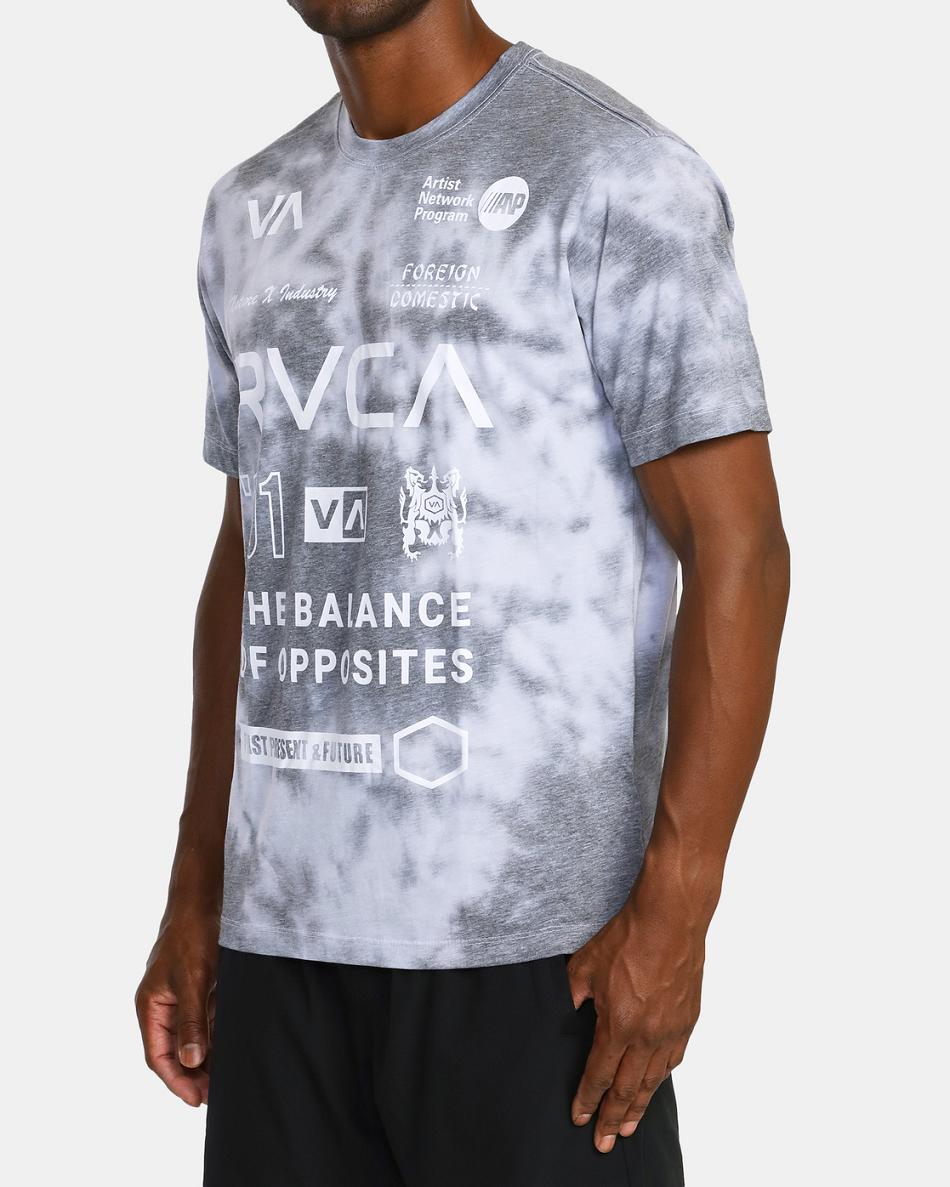 Black Tie Dye Rvca All Brand Workout Shirt Men's Short Sleeve | MUSHR82914