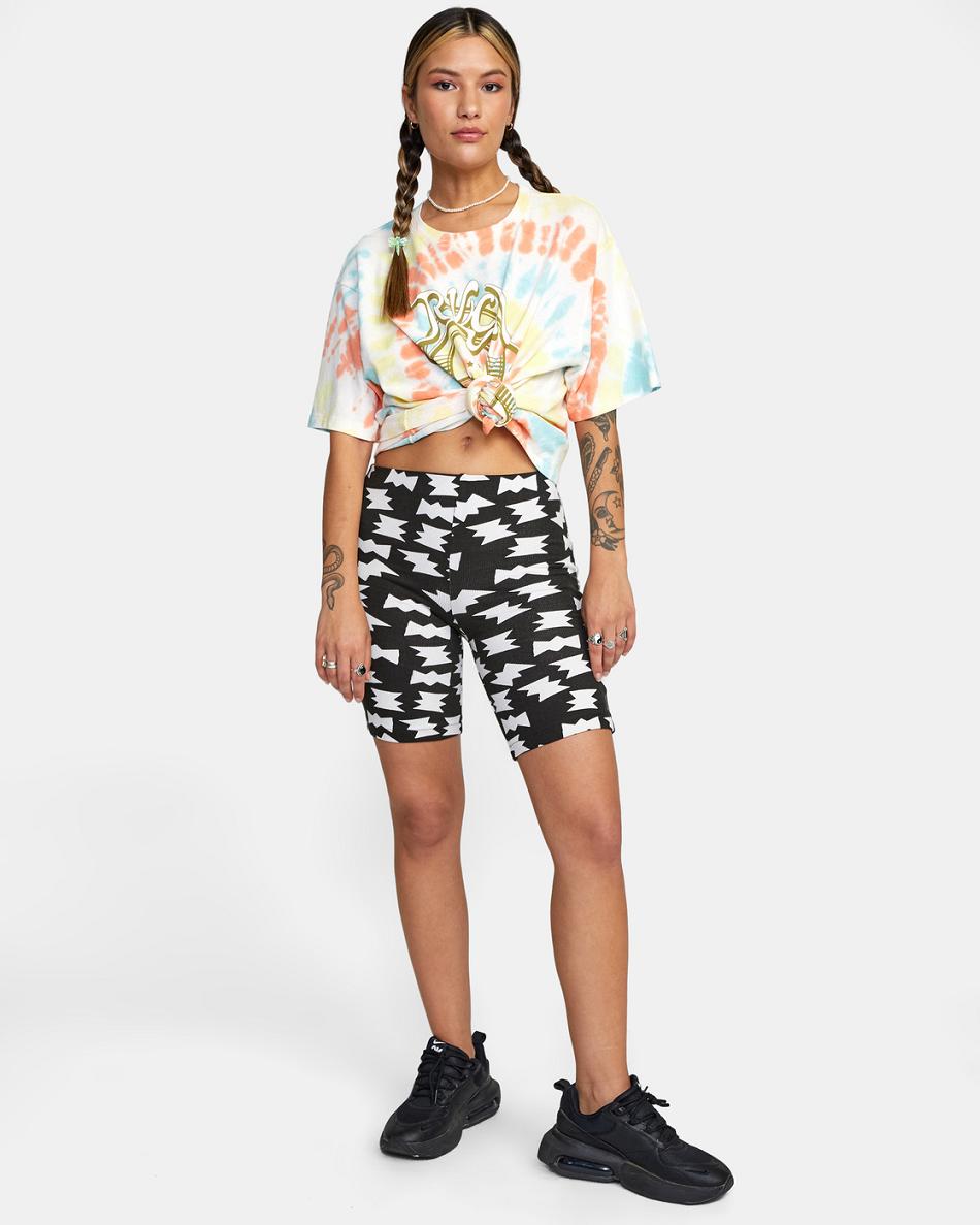 Black/White Rvca LP x KLW Push It Bike Women's Skirts | EUSVG93141