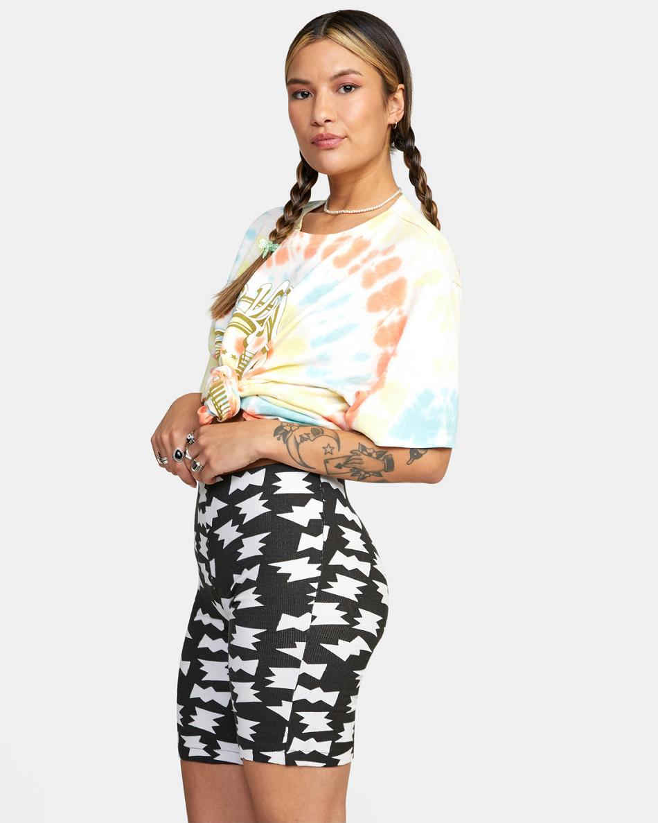 Black/White Rvca LP x KLW Push It Bike Women's Skirts | EUSVG93141