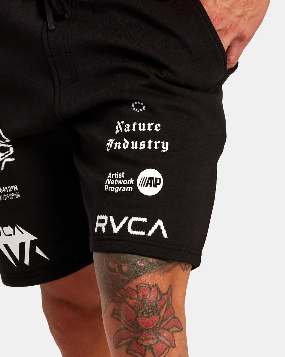 Black/White Rvca Sport 19 Sports Sweat Men's Shorts | USDFL82323