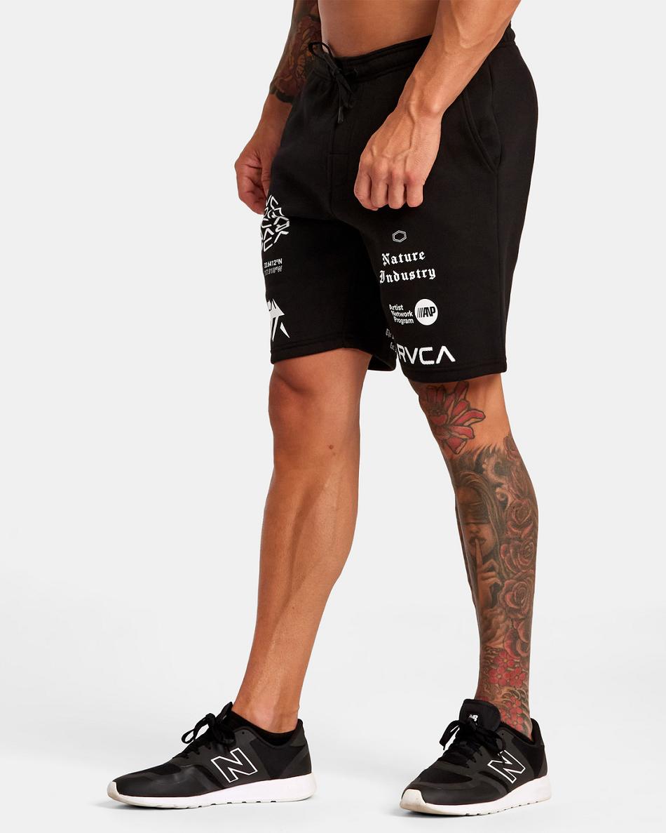 Black/White Rvca Sport 19 Sports Sweat Men's Shorts | USDFL82323