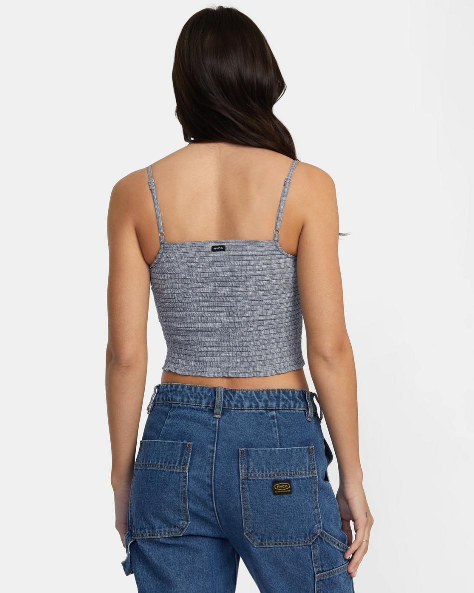 Blue Grey Rvca Houndstooth Revival Cropped Women's Tanks | USXMI86461
