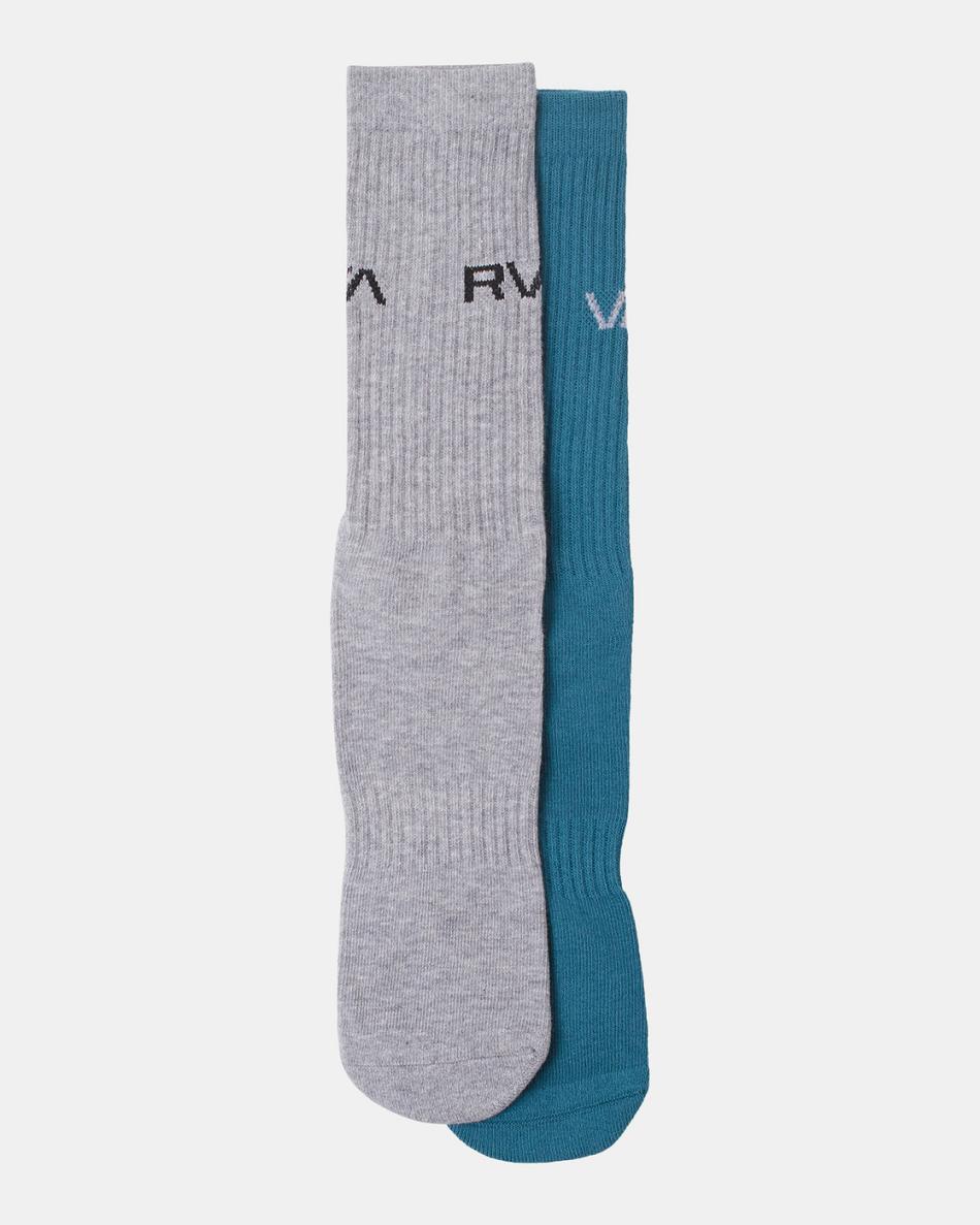 Blue Rvca 2 Pack Basic Logo Crew Men's Socks | USICD51370