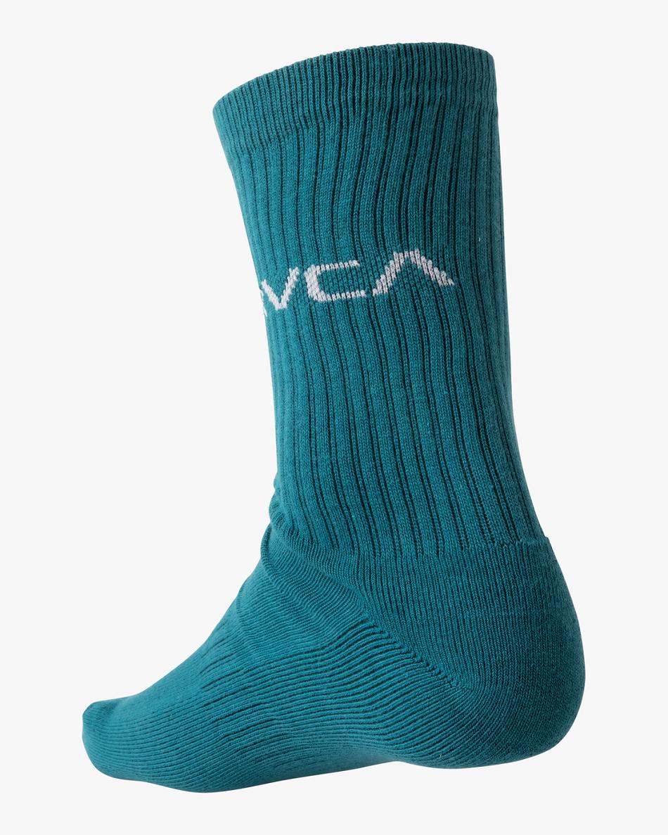 Blue Rvca 2 Pack Basic Logo Crew Men's Socks | USICD51370