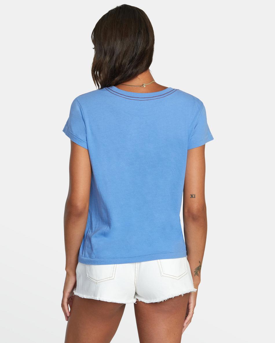 Blue Yonder Rvca Heritage Short Sleeve Women's T shirt | SUSVO45334