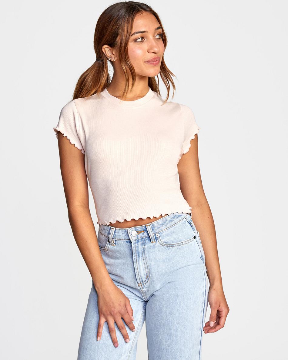 Blush Rvca Classmate Crop Women's Tanks | USJZR89527