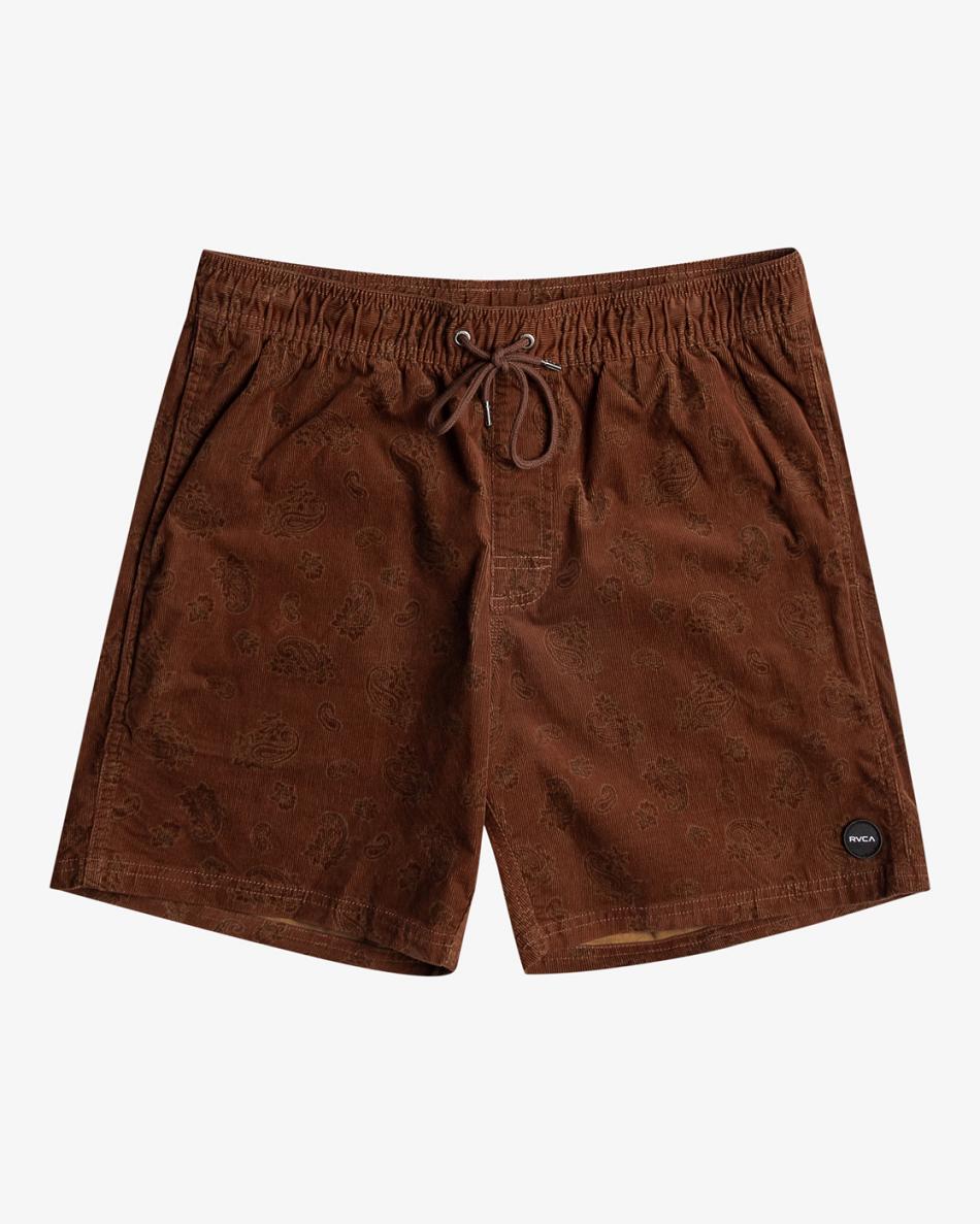 Bombay Brown Rvca Escape Elastic Corduroy 17 Men\'s Shorts | USCVG55706
