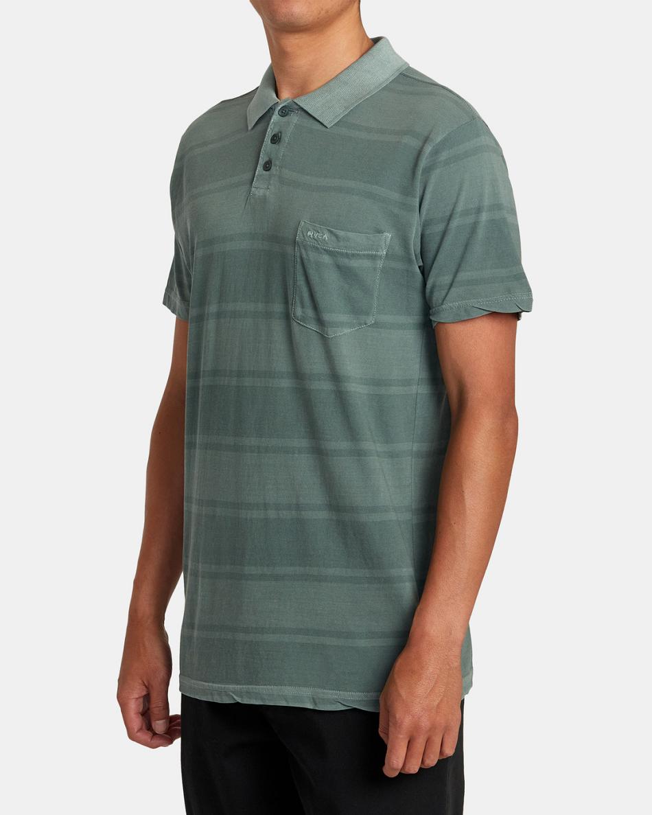 Cactus Rvca PTC Board Stripe Polo Men's T shirt | YUSVQ97950