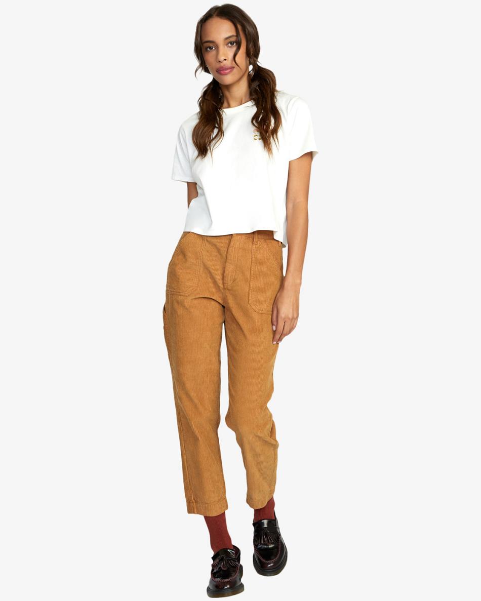 Camel Rvca Evolution Corduroy Women's Pants | YUSGT64009
