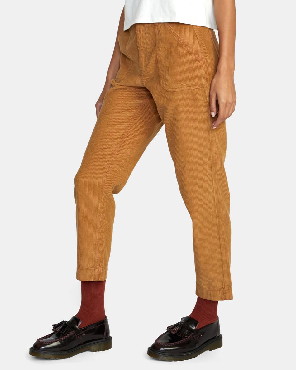 Camel Rvca Evolution Corduroy Women's Pants | YUSGT64009