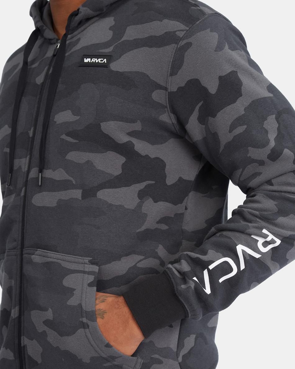 Camo Rvca Swift Zip-Up Men's Hoodie | AUSDF54344