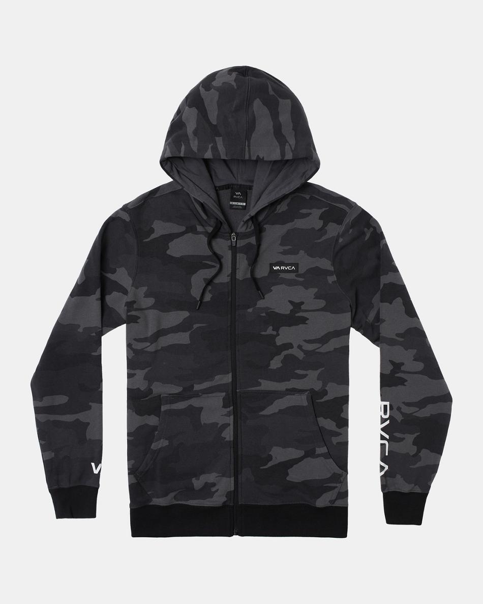 Camo Rvca Swift Zip-Up Men\'s Hoodie | AUSDF54344