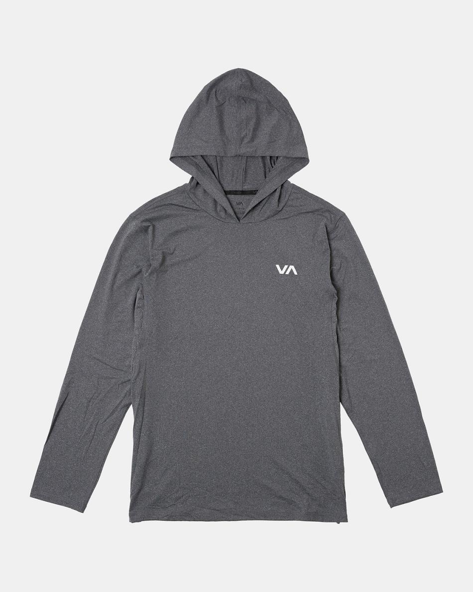 Charcoal Heather Rvca Sport Vent Technical Hooded Men\'s Hoodie | USXBR59005